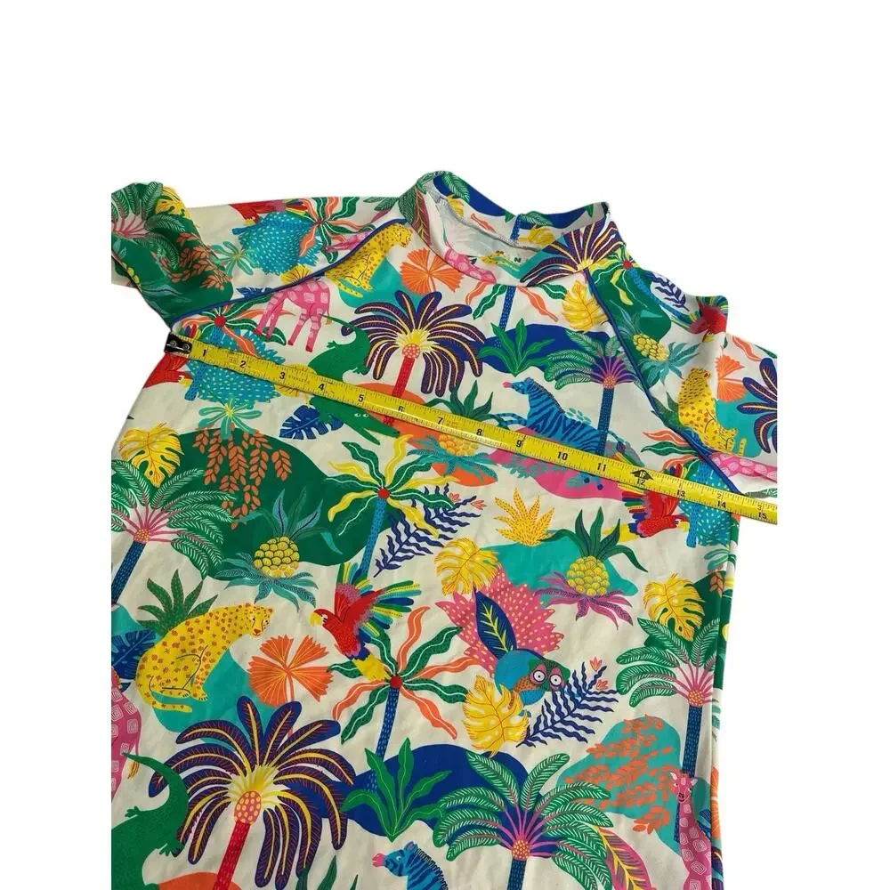 Mini Boden Girls Rash Guard Jungle All Over Print UPF 50 +